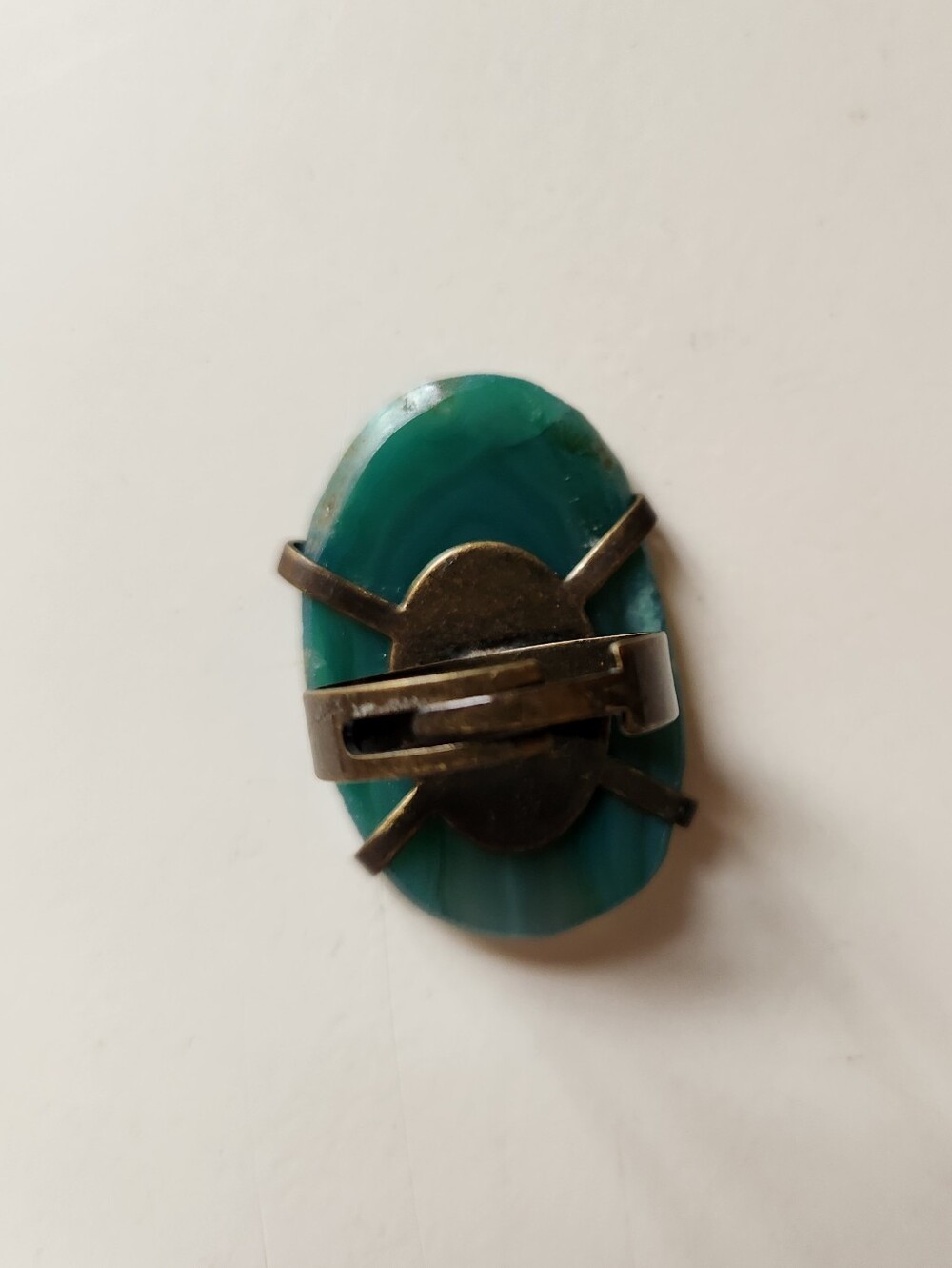 Green Agate Statement Ring - Picture 2 of 3